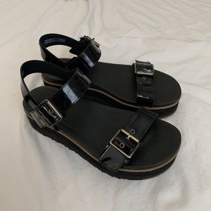 Ugg black strap platform sandals
